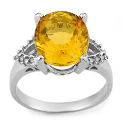 CERTIFIED 6.2ctw DIAMOND & CITRINE RING IN WHITE GOLD