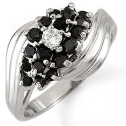 CERTIFIED 0.65ct WHITE & BLACK DIAMOND RING WHITE GOLD