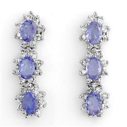 CERTIFIED 4.38ct DIAMOND & TANZANITE EARRINGS 14K GOLD