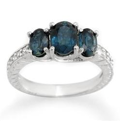 FINE 3.25ctw ACA CERTIFIED DIAMOND & BLUE SAPPHIRE RING