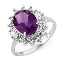 FAMOUS 3.45ctw ACA CERTIFIED DIAMOND & AMETHYST RING