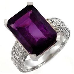 FINE 14.0ctw ACA CERTIFIED AMETHYST RING IN WHITE GOLD