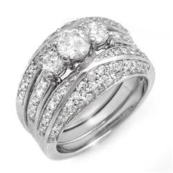 THREE-STONE 2.5ctw ACA CERTIFIED DIAMOND RING W/ GUARDS