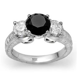 CERTIFIED 3.80 ctw WHITE & BLACK DIAMOND RING 14KT GOLD