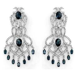 CERTIFIED 17.60ctw DIAMOND & SAPPHIRE EARRINGS 14K GOLD