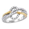 Image 1 : Diamond Woven Band Ring 5/8 Cttw 10kt Two-tone White Yellow Gold