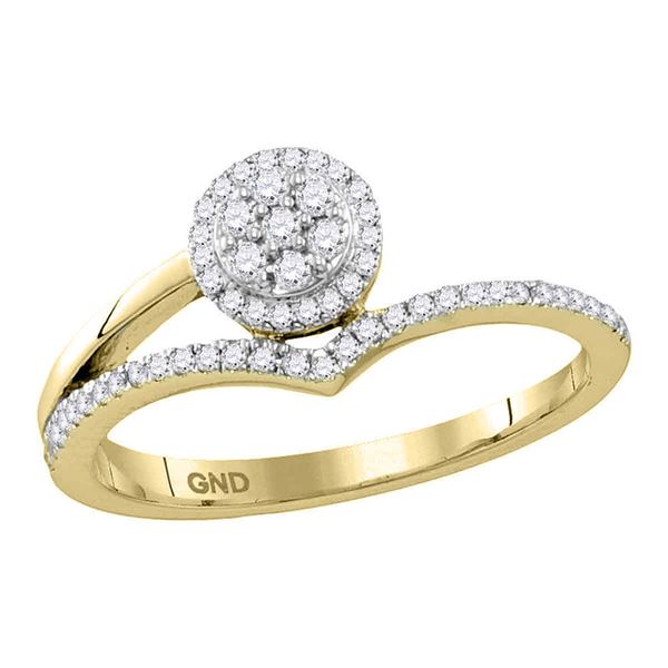 Diamond Cluster Chevron Fashion Ring 1/4 Cttw 10kt Yellow Gold