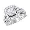 Image 1 : Diamond Bridal Wedding Ring Band Set 2 Cttw 14kt White Gold