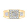 Image 2 : Mens Diamond Square Cluster Band Ring 1/2 Cttw 14k Yellow Gold