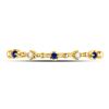 Image 2 : Blue Sapphire Diamond Beaded Stackable Band Ring 1/20 Cttw 10kt Yellow Gold