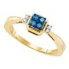 Image 1 : Blue Color Enhanced Diamond Simple Cluster Ring 1/6 Cttw 10kt Yellow Gold