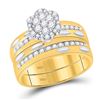 Image 2 : His Hers Diamond Cluster Matching Wedding Set 3/4 Cttw 14kt Yellow Gold