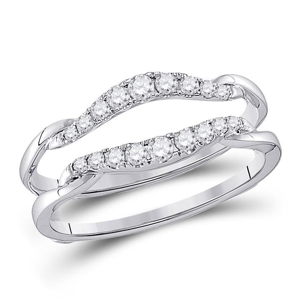 Diamond Wrap Ring Guard Enhancer 1/3 Cttw 14kt White Gold