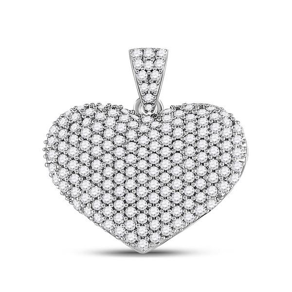 Diamond Charmed Heart Pendant 1 Cttw 14kt White Gold