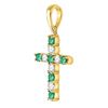 Image 2 : Lab-Created Emerald Cross Pendant 1/3 Cttw 10kt Yellow Gold