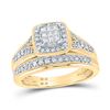 Image 2 : His Hers Princess Diamond Square Matching Wedding Set 3/4 Cttw 10kt Yellow Gold