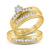 Image 1 : His Hers Diamond Solitaire Matching Wedding Set 1/2 Cttw 14kt Yellow Gold