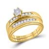 Image 2 : His Hers Diamond Solitaire Matching Wedding Set 1/2 Cttw 14kt Yellow Gold