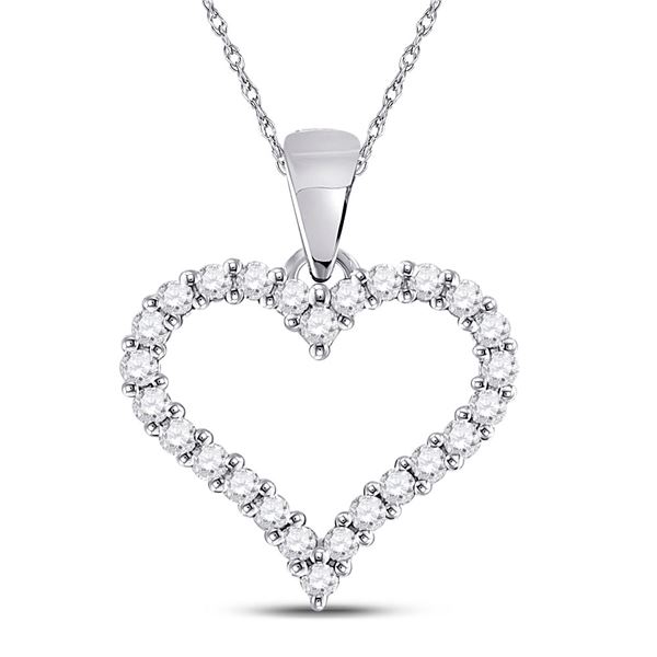 Diamond Outline Heart Pendant 1/4 Cttw 14kt White Gold