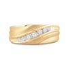 Image 2 : Mens Diamond Diagonal Wedding Band Ring 1/2 Cttw 10kt Yellow Gold