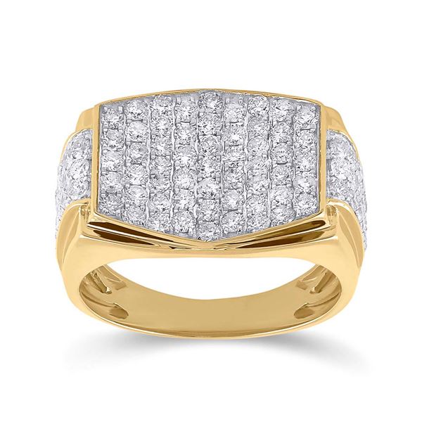 Mens Radiant Diamond Cluster Ring 2 Cttw 10kt Yellow Gold