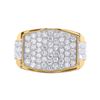 Image 2 : Mens Radiant Diamond Cluster Ring 2 Cttw 10kt Yellow Gold