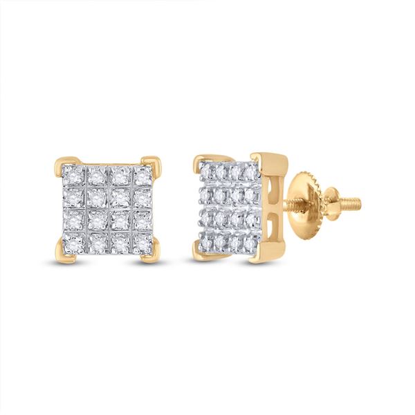 Diamond Square Earrings 1/10 Cttw 10kt Yellow Gold