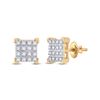 Image 1 : Diamond Square Earrings 1/10 Cttw 10kt Yellow Gold