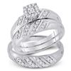 Image 1 : His Hers Diamond Cluster Matching Wedding Set 1/4 Cttw 10kt White Gold