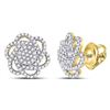 Image 1 : Diamond Pinwheel Cluster Earrings 3/8 Cttw 10kt Yellow Gold