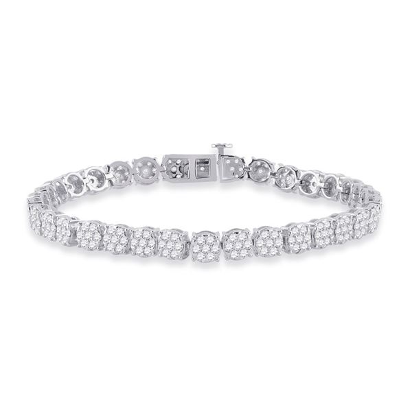 Diamond Cluster Tennis Bracelet 3-1/3 Cttw 14kt White Gold