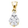 Image 1 : Diamond Flower Cluster Pendant 1/6 Cttw 10kt Yellow Gold