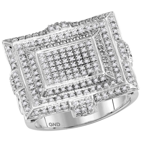 Mens Diamond Square Cluster Ring 5/8 Cttw 10kt White Gold