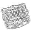 Image 1 : Mens Diamond Square Cluster Ring 5/8 Cttw 10kt White Gold