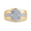 Image 2 : Mens Diamond Offset Square Cluster Ring 1/3 Cttw 10kt Yellow Gold