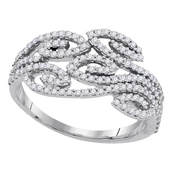 Diamond Curled Strand Band Ring 1/2 Cttw 10kt White Gold