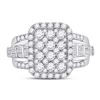 Image 2 : Diamond Rectangle Cluster Ring 1-3/4 Cttw 14kt White Gold