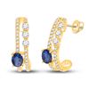 Image 1 : Oval Blue Sapphire Diamond J Hoop Earrings 3/4 Cttw 14kt Yellow Gold