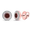 Image 1 : Red Color Enhanced Diamond Cluster Earrings 1/8 Cttw 10kt Rose Gold