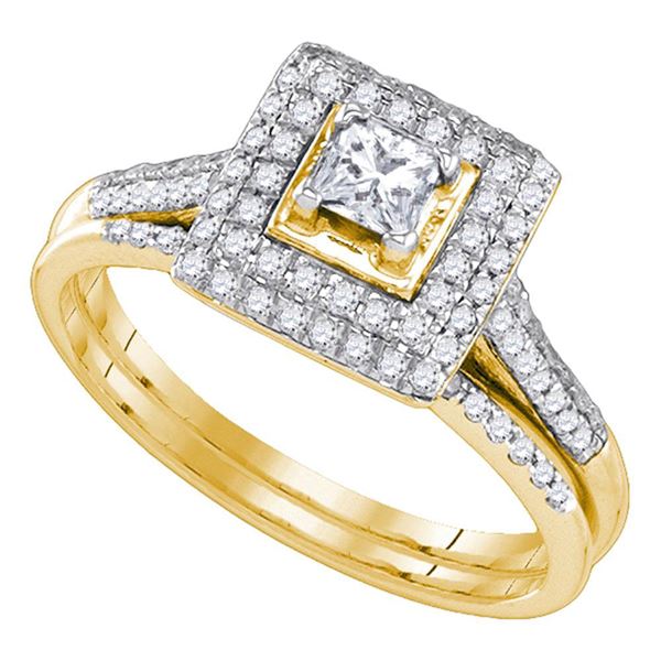 Diamond Bridal Wedding Ring Band Set 1/2 Cttw 14kt Yellow Gold