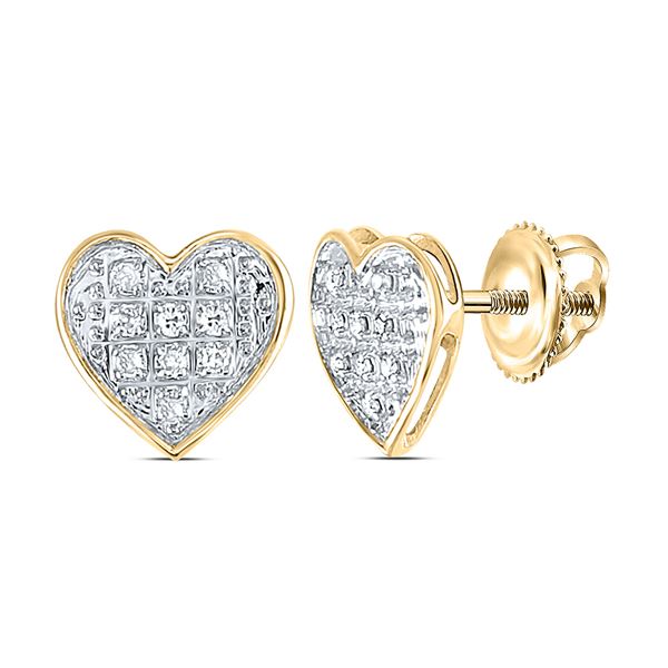 Diamond Heart Earrings 1/20 Cttw 10kt Yellow Gold