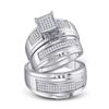 Image 1 : Sterling Silver His Hers Diamond Matching Wedding Set 3/8 Cttw Sterling Silver
