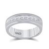 Image 1 : Mens Machine Set Princess Diamond Wedding Channel Band Ring 1 Cttw 14kt White Gold