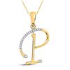 Image 1 : Diamond Initial P Letter Pendant 1/12 Cttw 10kt Yellow Gold