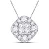 Image 1 : Princess Diamond Offset Square Cluster Pendant 1/2 Cttw 14kt White Gold