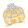 Image 2 : His Hers Diamond Cluster Matching Wedding Set 1 Cttw 14kt Yellow Gold