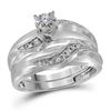 Image 2 : His Hers Diamond Solitaire Matching Wedding Set 1/6 Cttw 10kt White Gold