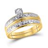 Image 2 : His Hers Diamond Solitaire Matching Wedding Set 1/20 Cttw 10kt Yellow Gold