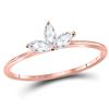 Image 1 : Marquise Diamond Stackable Band Ring 1/4 Cttw 10kt Rose Gold