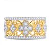 Image 2 : Diamond Clover Square Band Ring 5/8 Cttw 14kt Yellow Gold